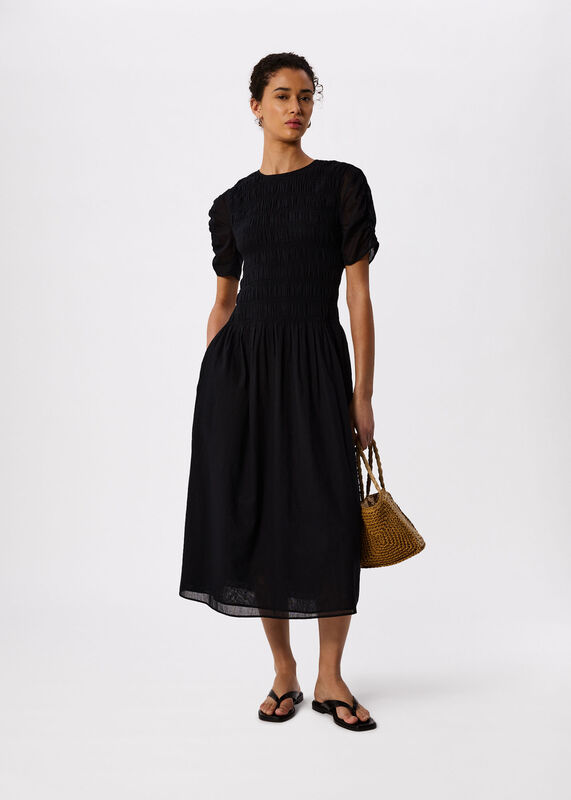 Black Petite Avery Smocked Dress