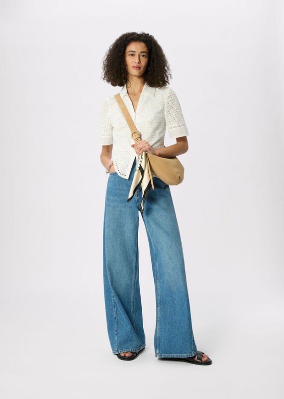 White Cotton Broderie Shirt