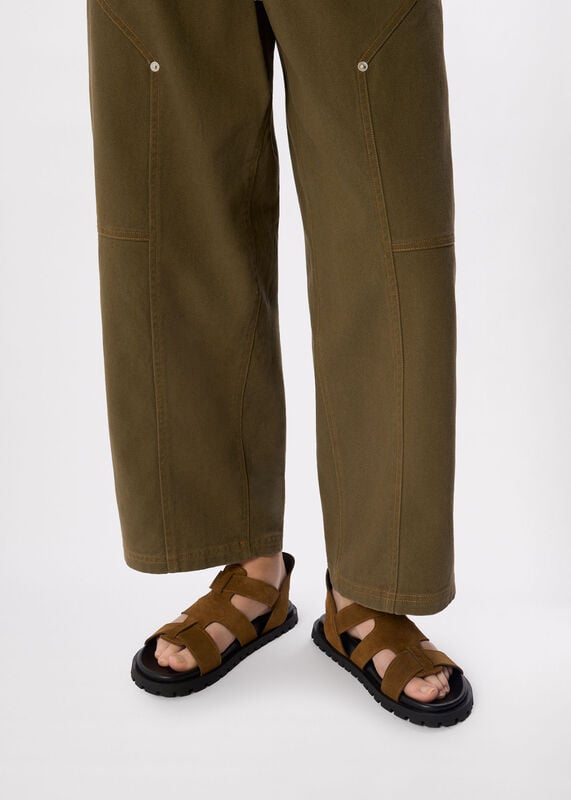 Tan Freya Fisherman Suede Sandal