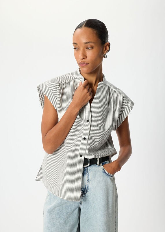 White Seersucker Stripe Shirt