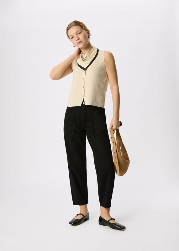 Solid Black Petite Tessa Casual Trouser