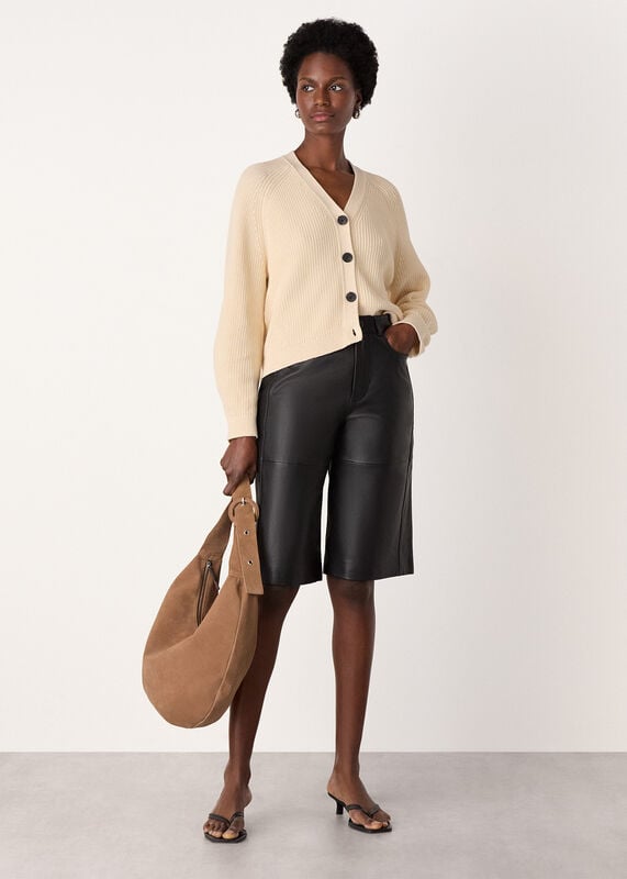 Ivory V Neck Cotton Cardigan